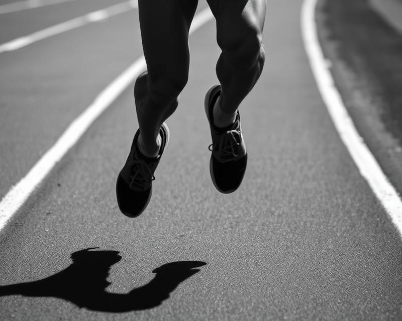 Atleta correndo em pista ao amanhecer