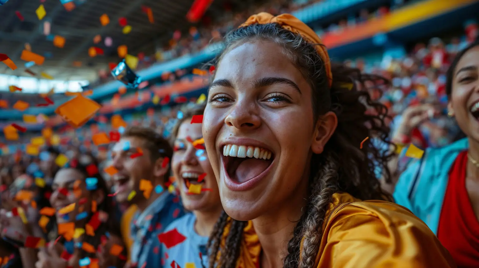 soccer fans cheering stadium